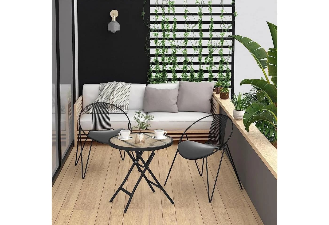 EUGAD Gartentisch Klapptisch Glas Metall Schwarz Transparent - Bild 4