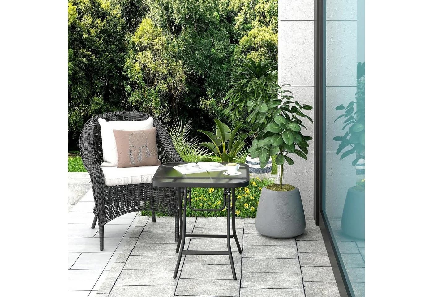 EUGAD Gartentisch (1-St) Beistelltisch klappbar aus Glas&Metall, rechteckig - Bild 4
