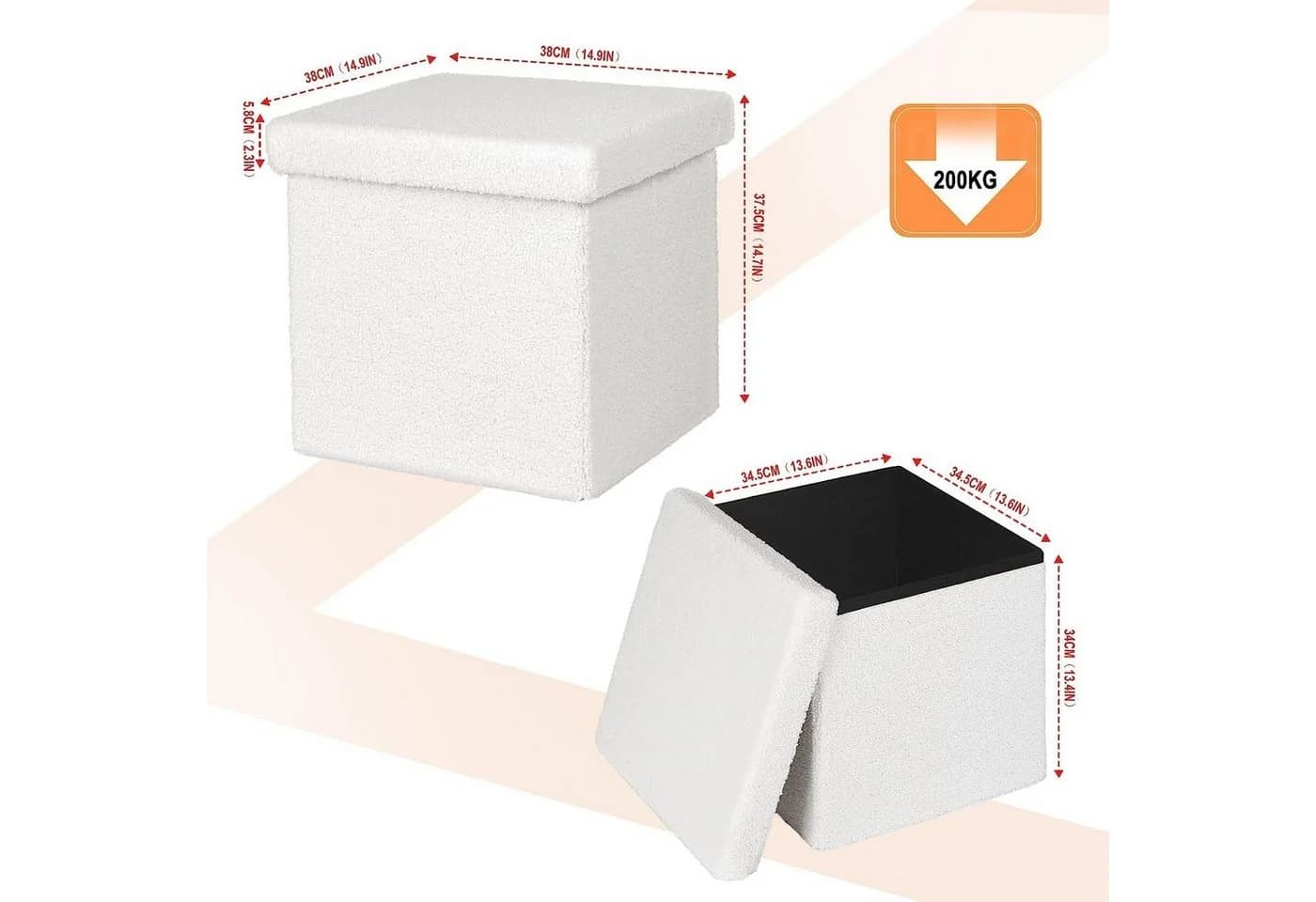 EUGAD Sitzhocker mit Stauraum Faltbar Teddyfleece - Bild 3