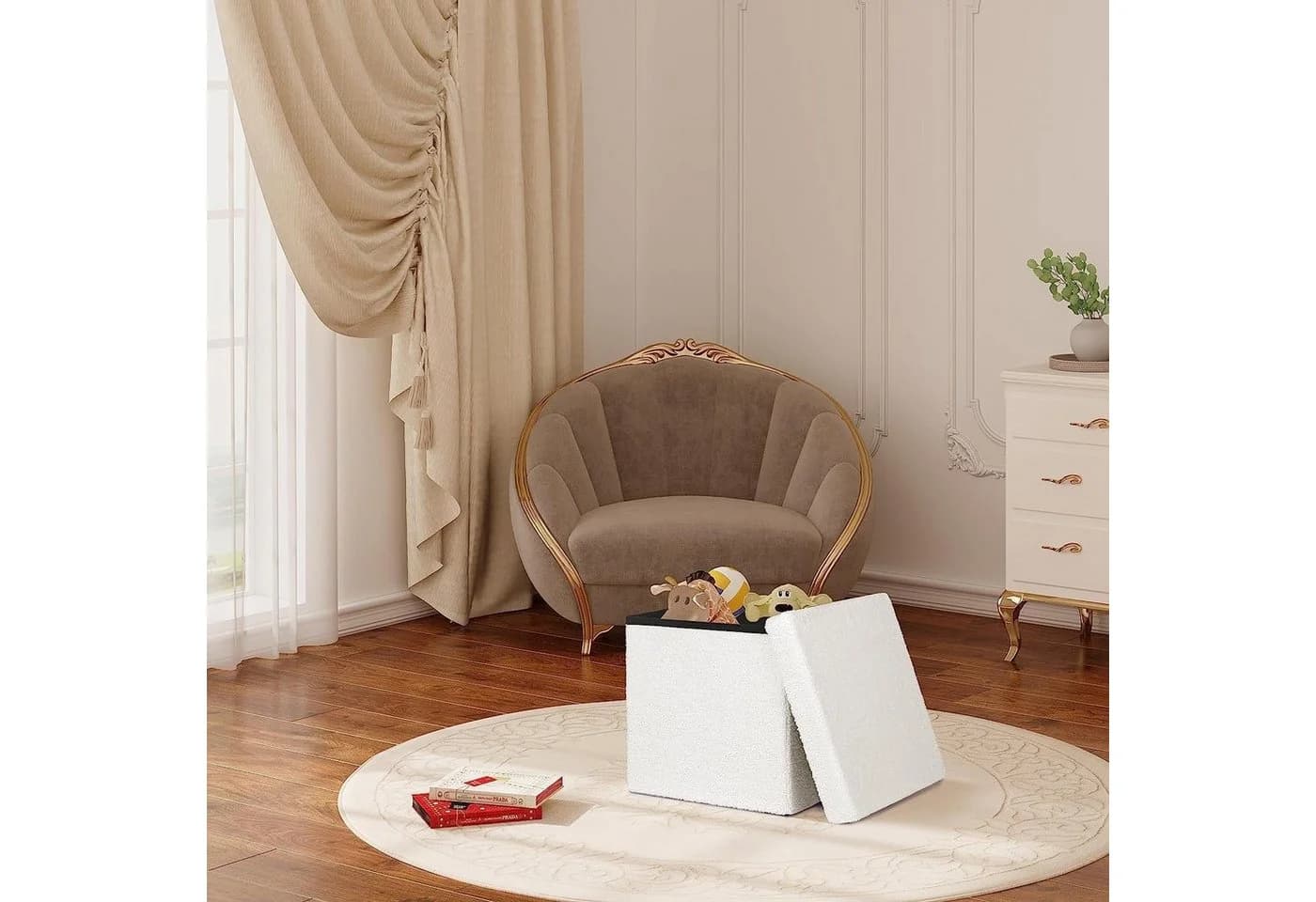 EUGAD Sitzhocker mit Stauraum Faltbar Teddyfleece - Bild 4