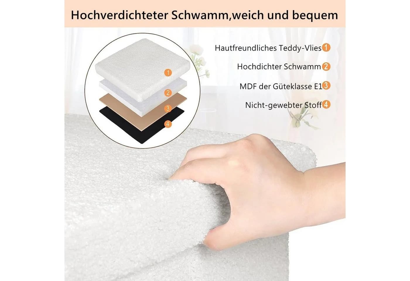EUGAD Sitzhocker mit Stauraum Faltbar Teddyfleece - Bild 5