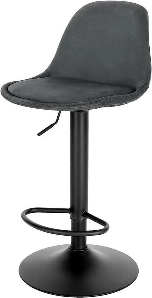 EUGAD Barhocker höhenverstellbar Samt grau Metall - Bild 2