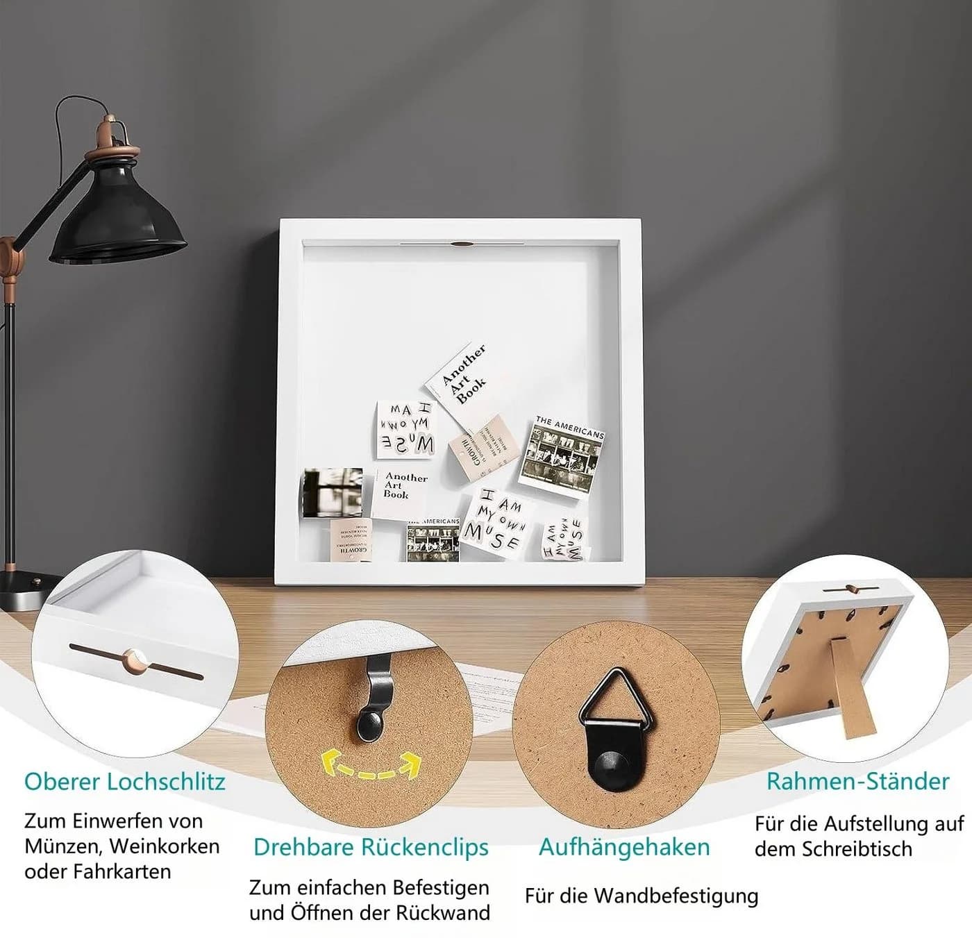 EUGAD 3D-Bilderrahmen Weiß/Schwarz MDF-Holzrahmen - Bild 5