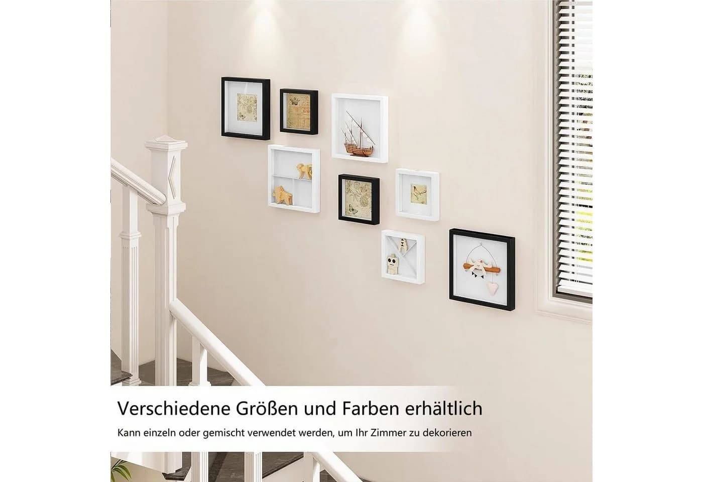 EUGAD 3D-Bilderrahmen Objektrahmen MDF-Holzrahmen Weiß/Schwarz - Bild 4