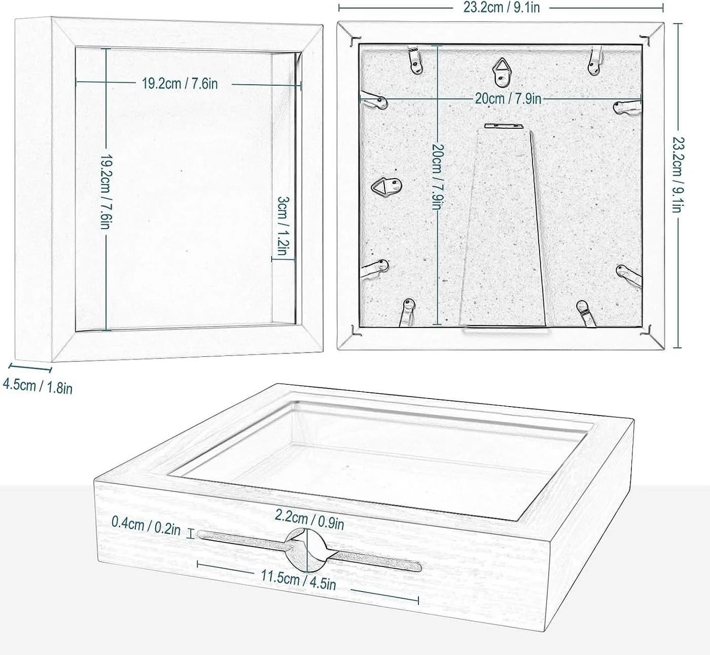 EUGAD 3D-Bilderrahmen Set 2 St. Weiß/Schwarz MDF-Holz - Bild 3