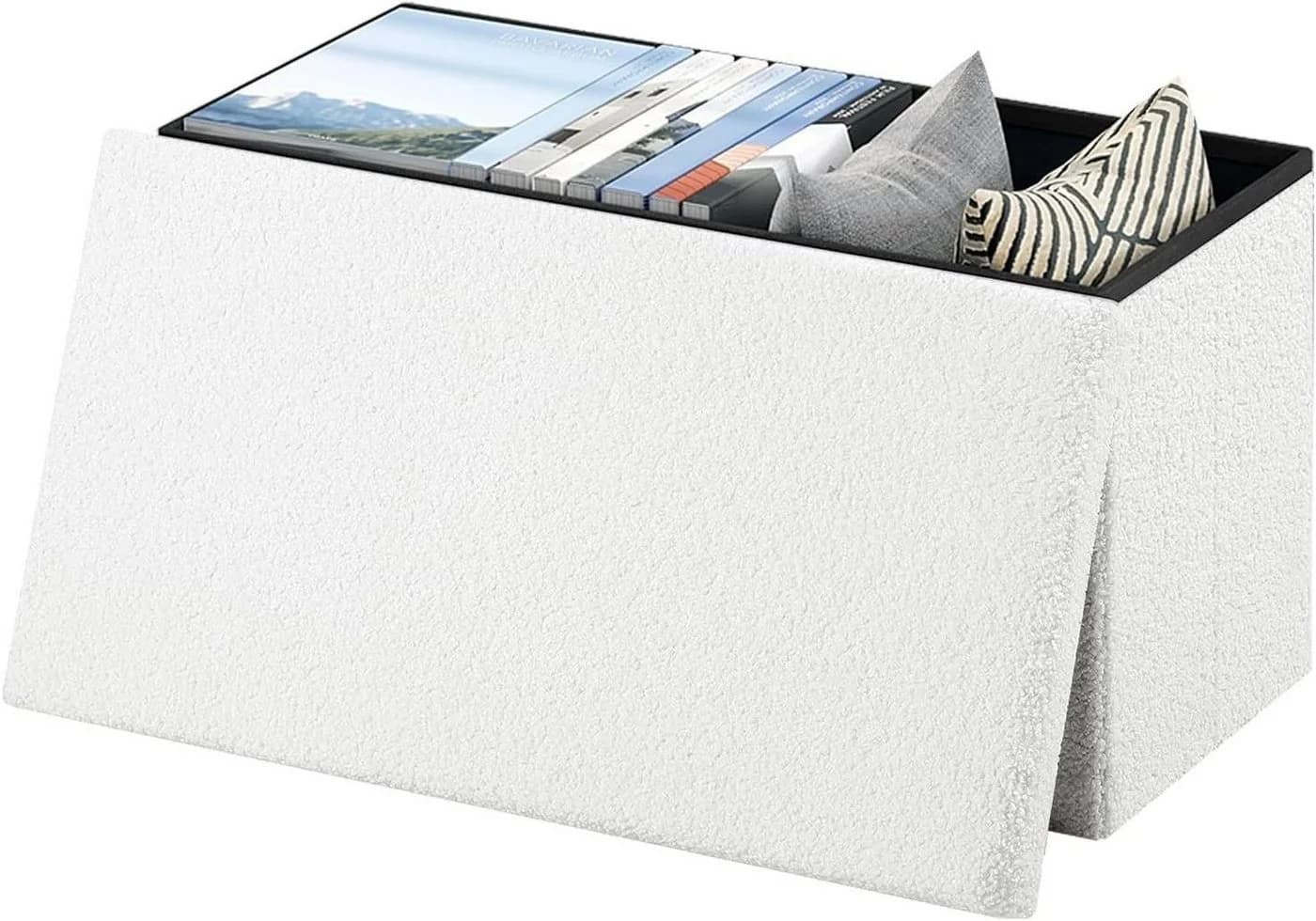 EUGAD Sitzhocker Faltbar mit Stauraum 80L Weiß Grau Beige - Bild 2