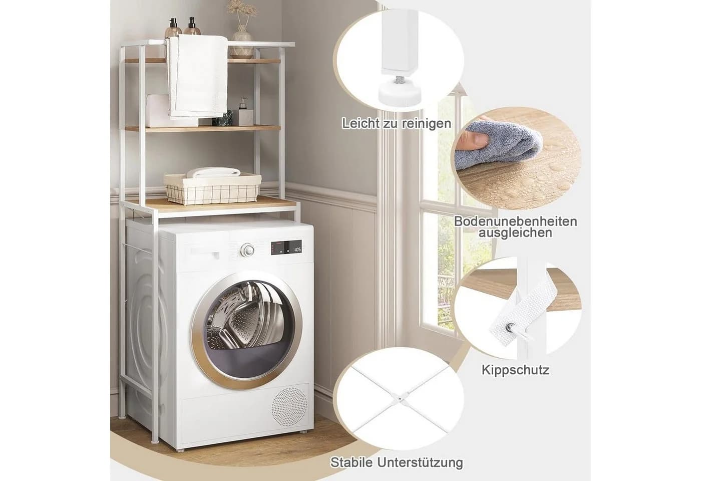 EUGAD Mehrzweckregal WC Regal Metall Holzwerkstoff - Bild 5
