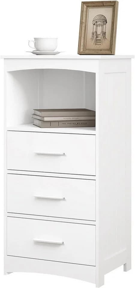 EUGAD Badkommode 1 St. Badezimmerschrank mit 3 Schubladen 1 offenem Fach Weiß - Bild 2