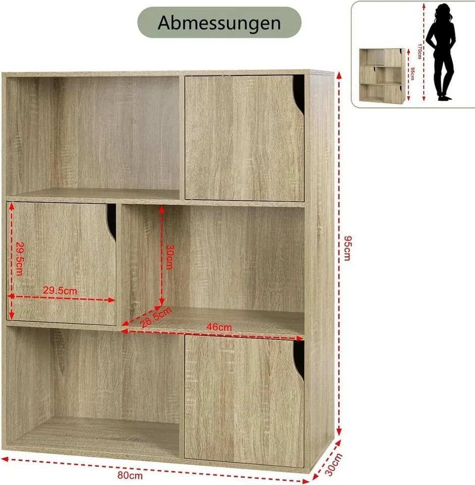 EUGAD Bücherregal Würfelregal mit Türen Holzwerkstoff - Bild 3