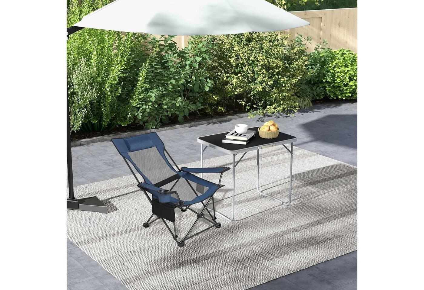 EUGAD Angelstuhl Klappstuhl Campingstuhl Grau Schwarz Blau - Bild 4