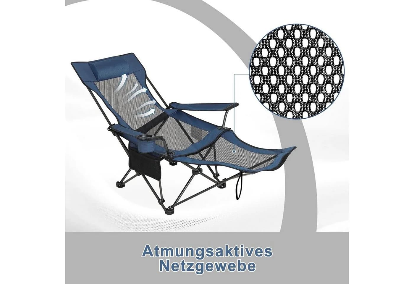 EUGAD Angelstuhl Klappstuhl Campingstuhl Grau Schwarz Blau - Bild 5