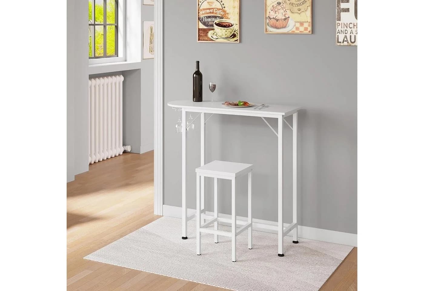 EUGAD Barhocker Set 2 St. Industriell Weiß/Schwarz Holzwerkstoff