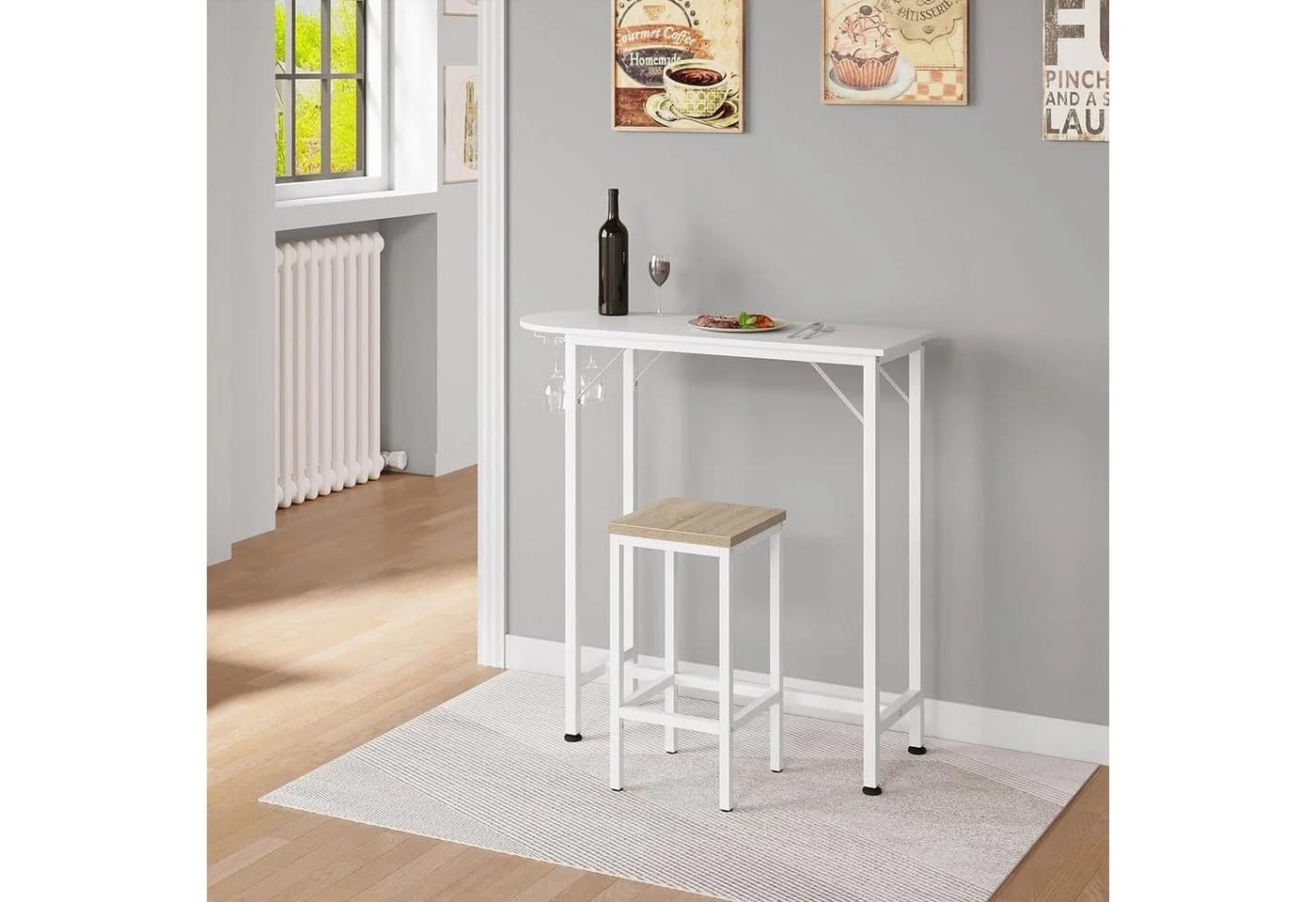 EUGAD Barhocker Set 2 St. Industriell Weiß/Schwarz