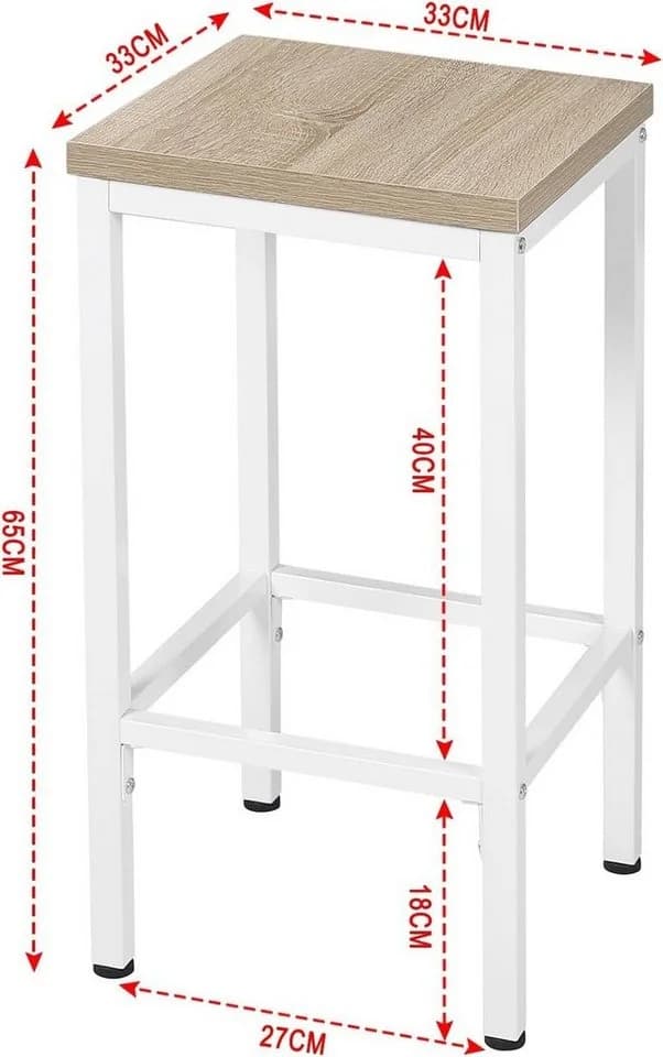 EUGAD Barhocker Set 2 St. Industriell Weiß/Schwarz - Bild 3