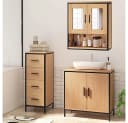 EUGAD Badmöbel-Set, 3-St, Badschrank mit 2 Spiegeln, Beistellschrank mit 4 Schubladen Bild 2