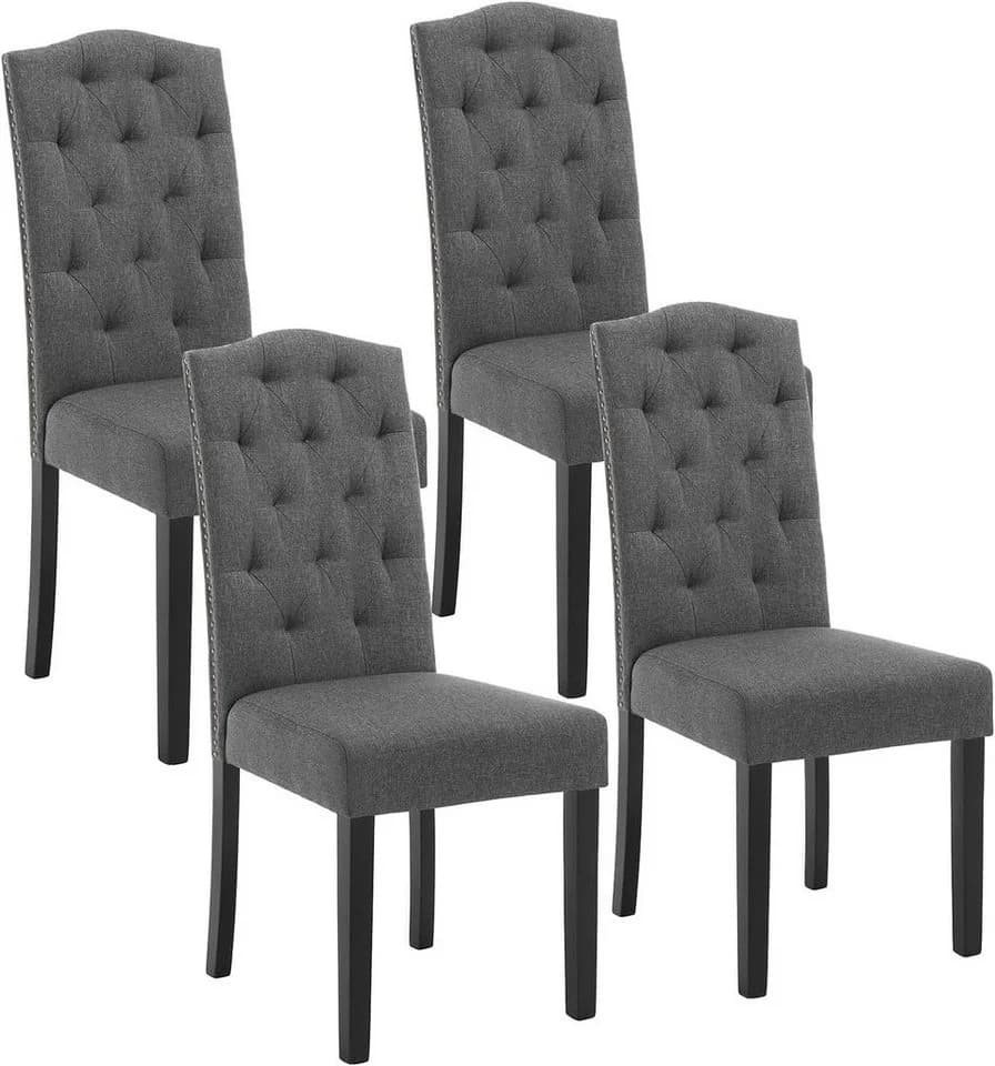 EUGAD Polsterstuhl 4er Set Grau Massivholz - Bild 2