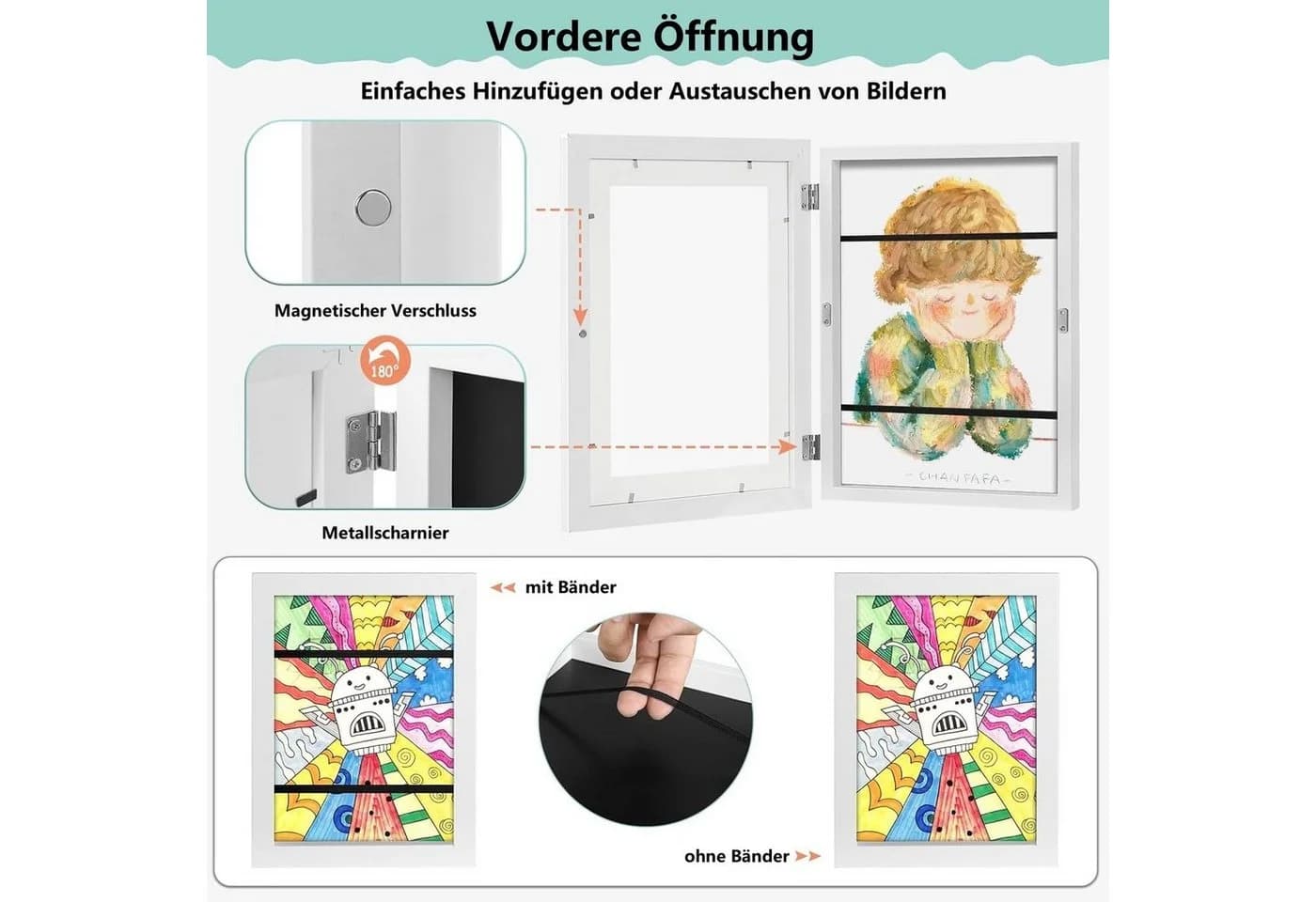 EUGAD 3D Bilderrahmen-Set 4x A4 Objektrahmen Weiß/Schwarz - Bild 4
