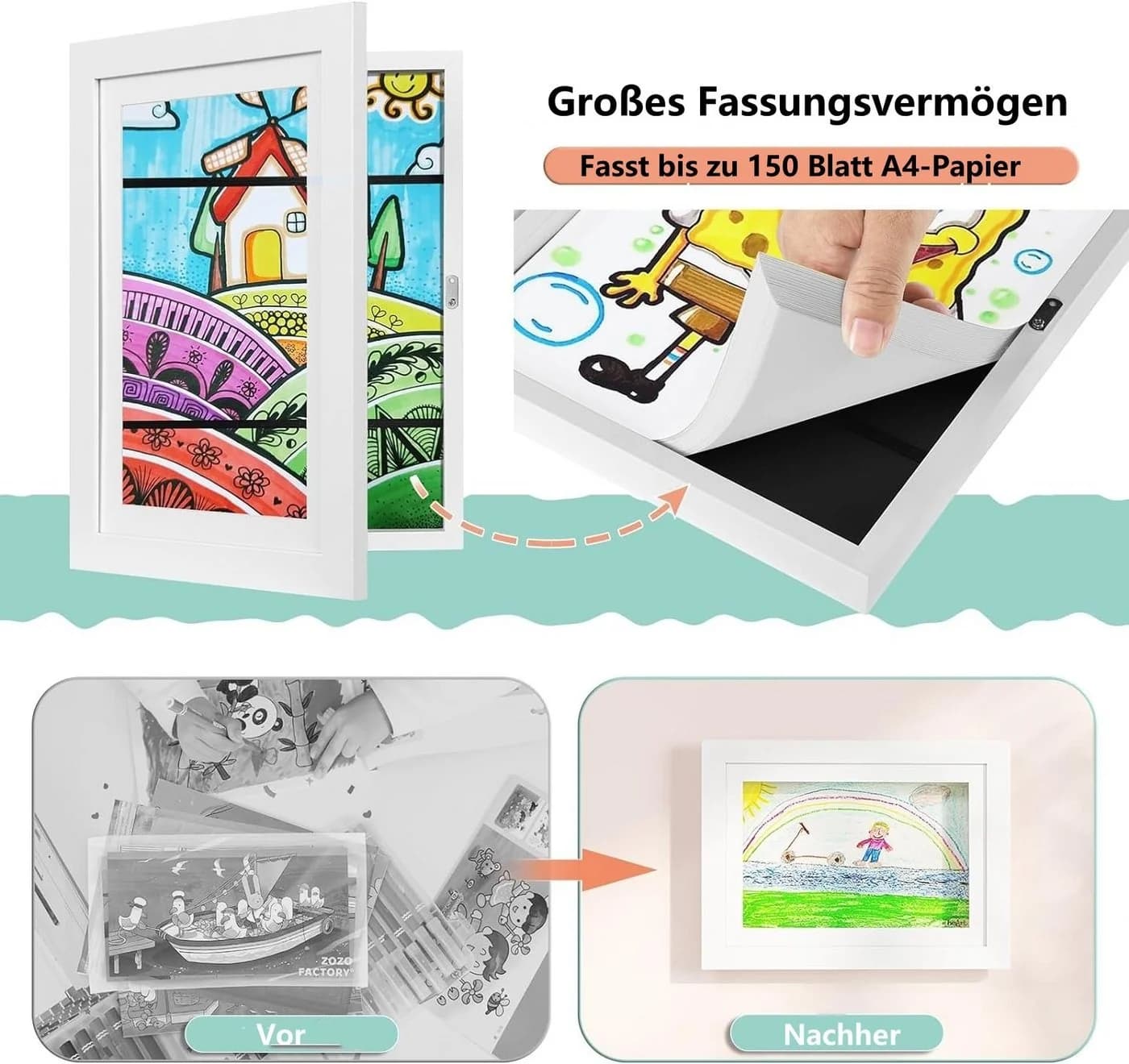 EUGAD 3D Bilderrahmen-Set 4x A4 Objektrahmen Weiß/Schwarz - Bild 5