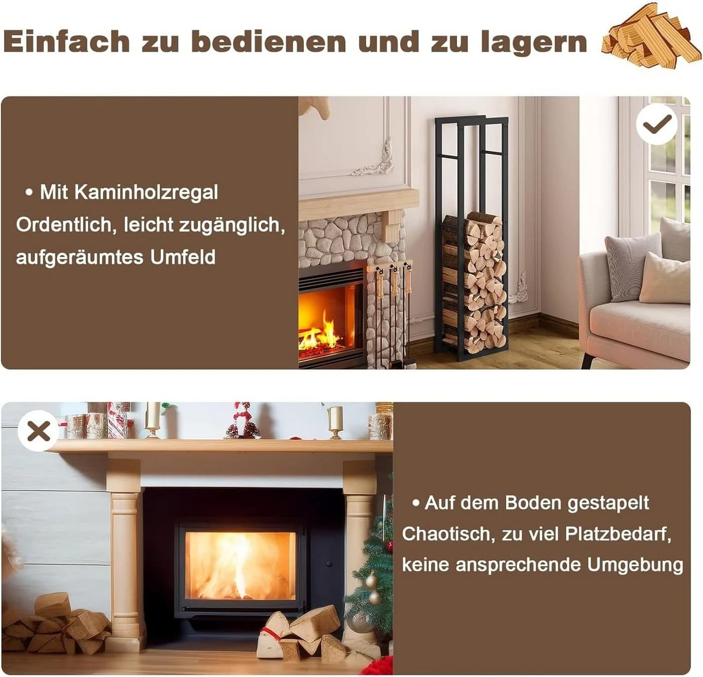 EUGAD Kaminholzregal Metall Schwarz Innen Außen - Bild 5