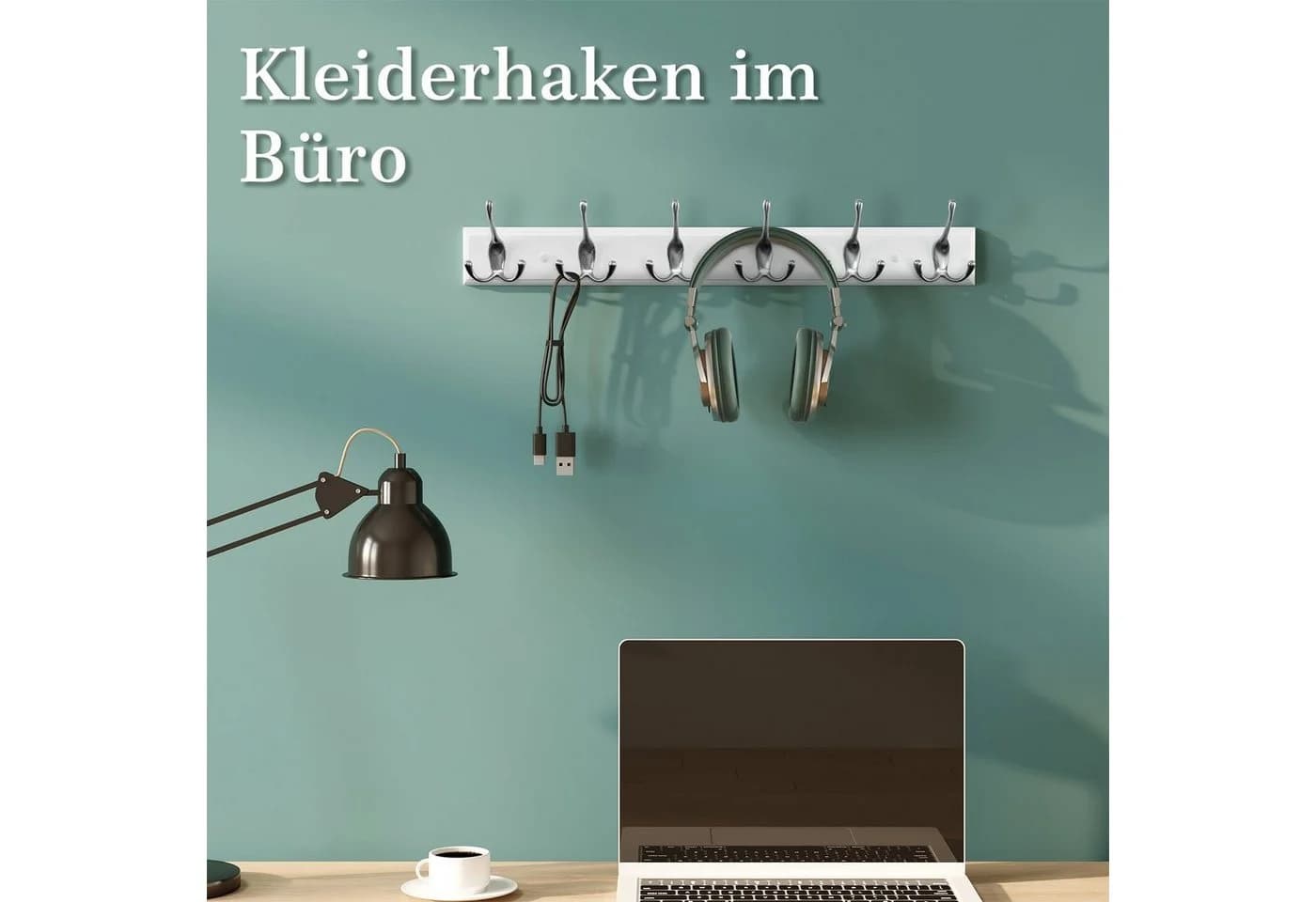 EUGAD Garderobenhaken Wand 6-fach Weiß Silber - Bild 5