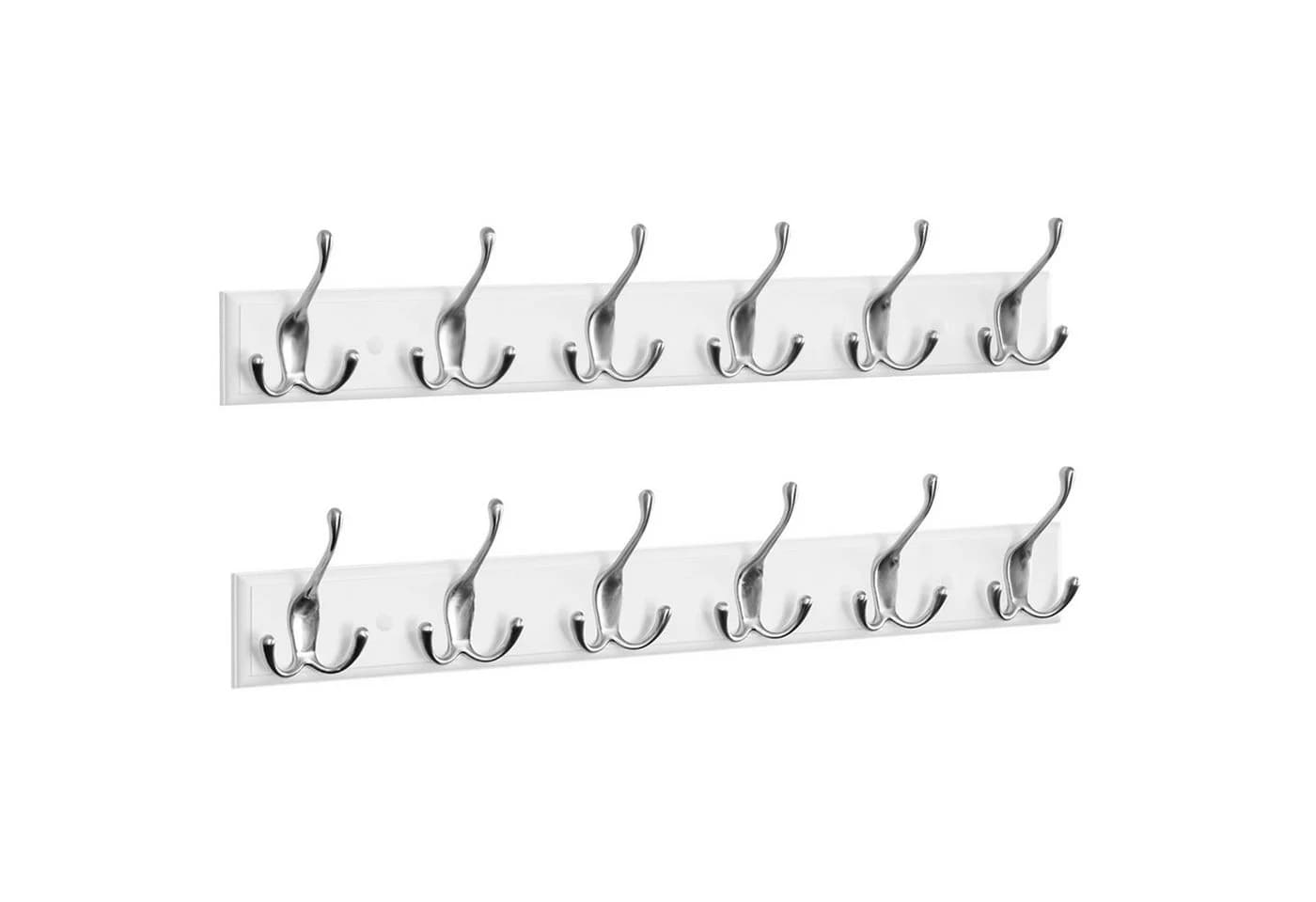 EUGAD Garderobenhaken 2 St. Wand mit 6 Haken Weiß Silber - Bild 2