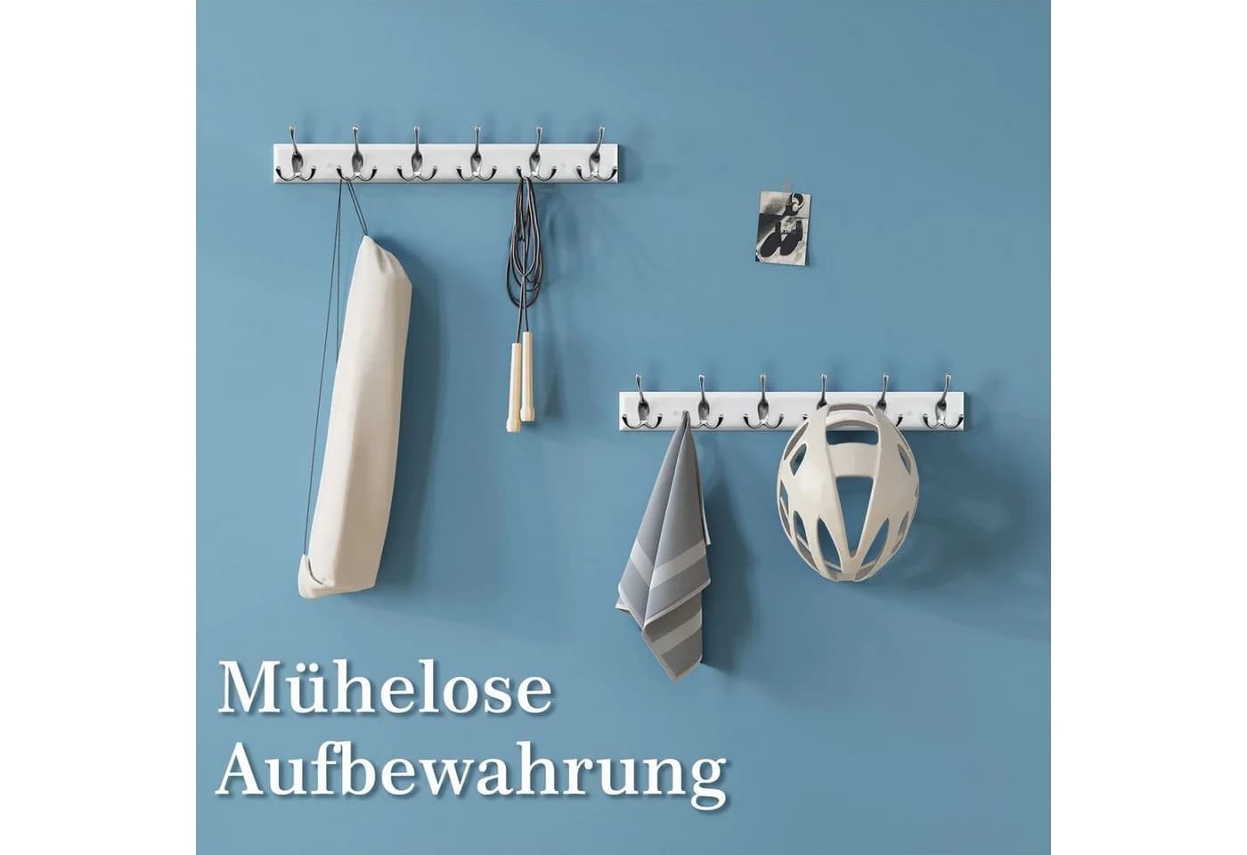 EUGAD Garderobenhaken 2 St. Wand mit 6 Haken Weiß Silber - Bild 4