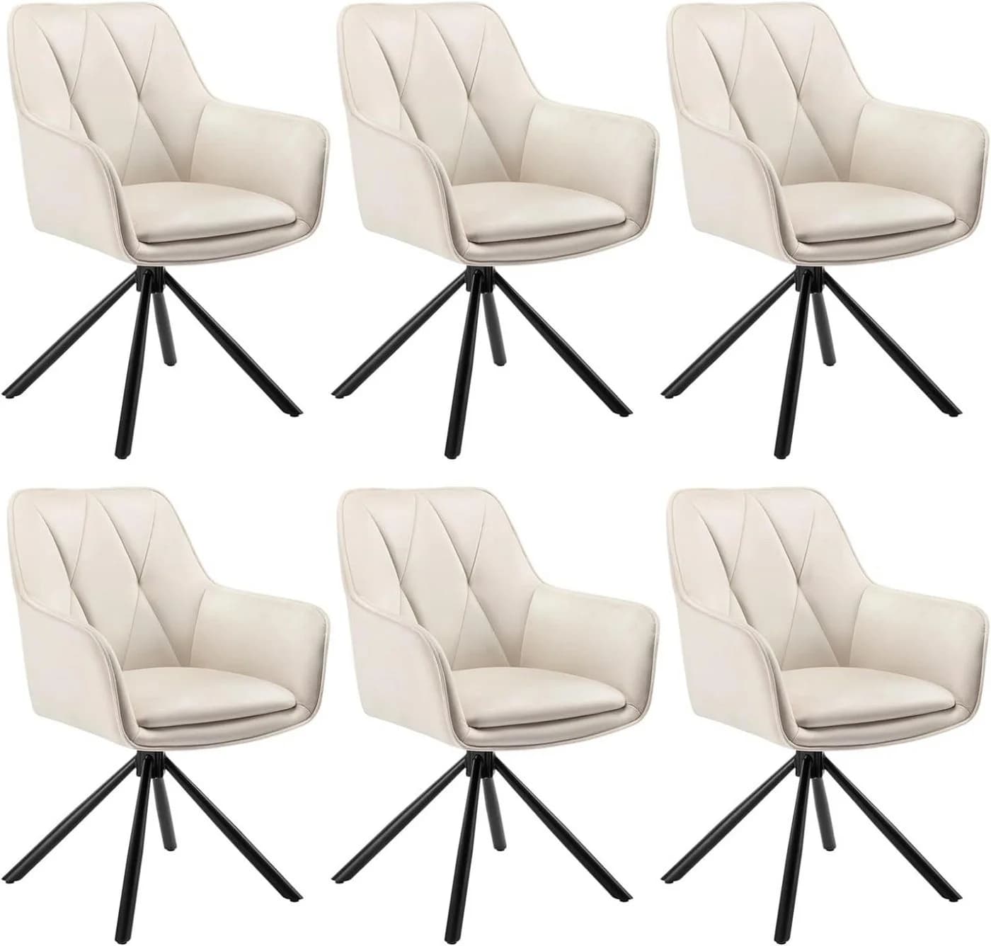 EUGAD 4-Fußstuhl 6er Set Beige Grau Drehbar mit Armlehnen - Bild 2