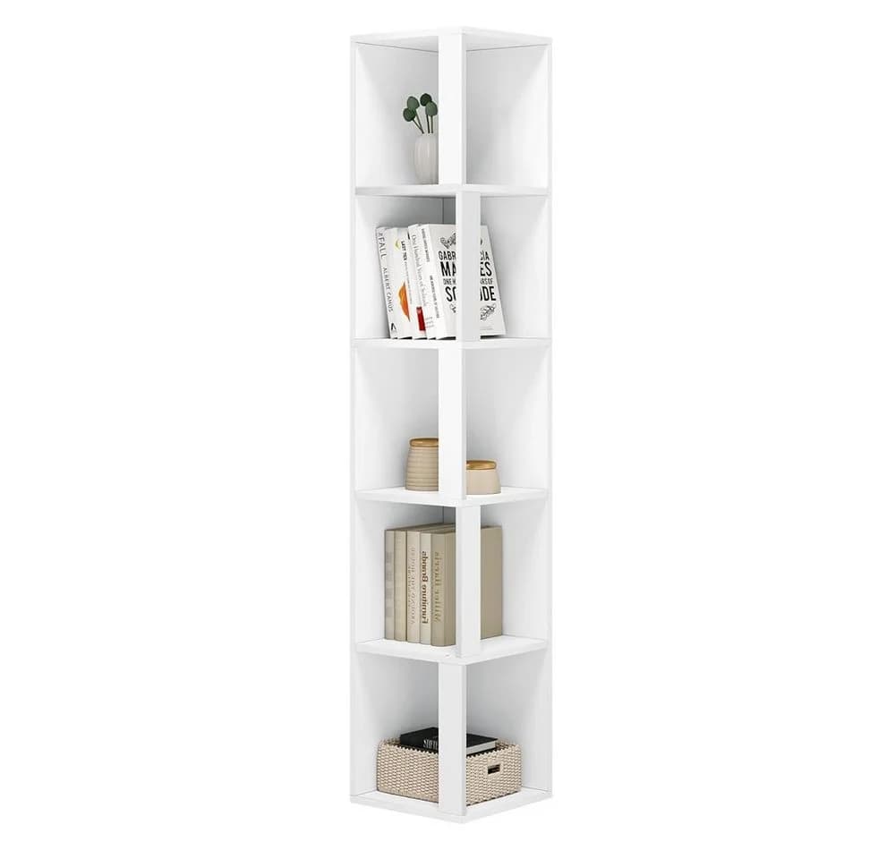 EUGAD Eckregal Weiß 5 Fächer Modernes Bücherregal - Bild 2