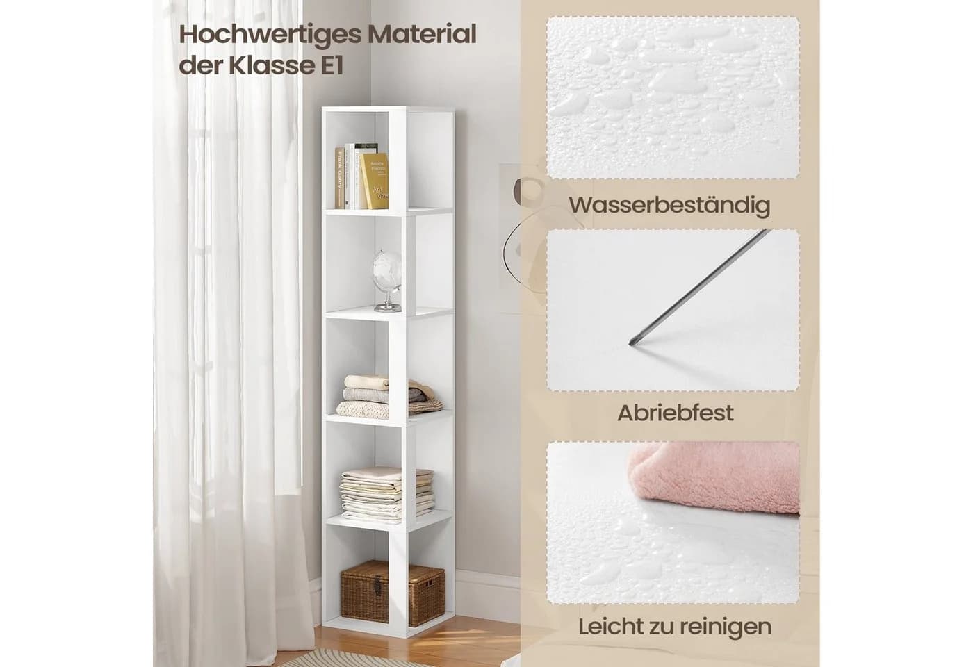 EUGAD Eckregal Weiß 5 Fächer Modernes Bücherregal - Bild 4