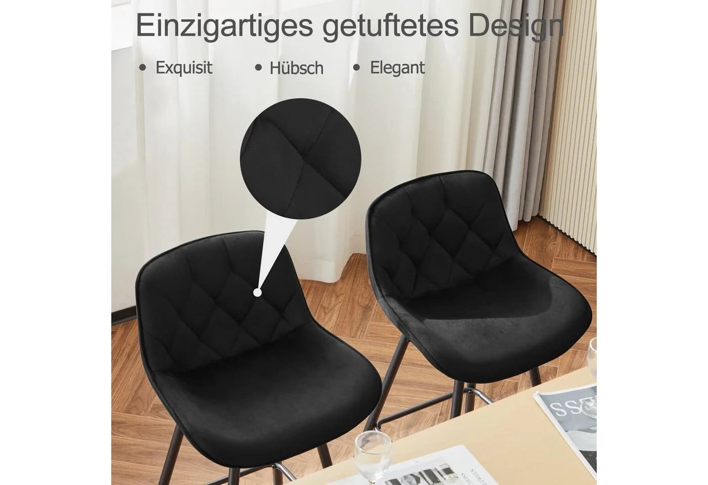 Moderner Barhocker aus Samt und Metall - Bild 5