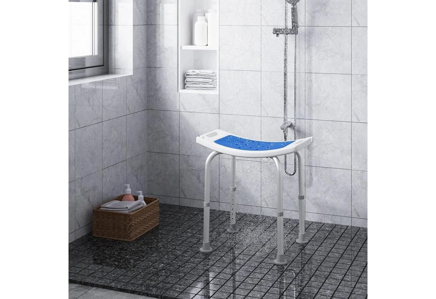 EUGAD Duschhocker höhenverstellbar bis 136 kg Weiß/Blau - Bild 5
