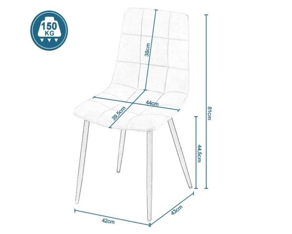 EUGAD Esszimmerstuhl 4er Set Samt Grau/Schwarz/Creme Metallbeine - Bild 3