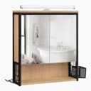 EUGAD Spiegelschrank mit LED-Beleuchtung Schwarz/Helle Eiche Bild 2