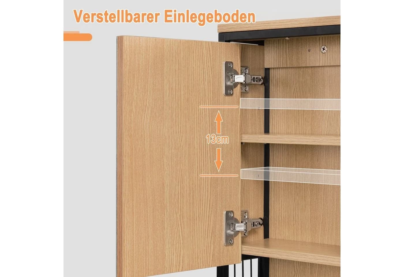EUGAD Spiegelschrank mit LED-Beleuchtung Schwarz/Helle Eiche - Bild 5