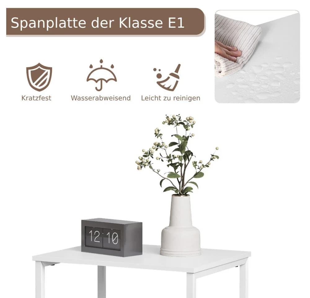 EUGAD Nachttisch Weiß mit 2 Schubladen und Metallrahmen - Bild 4