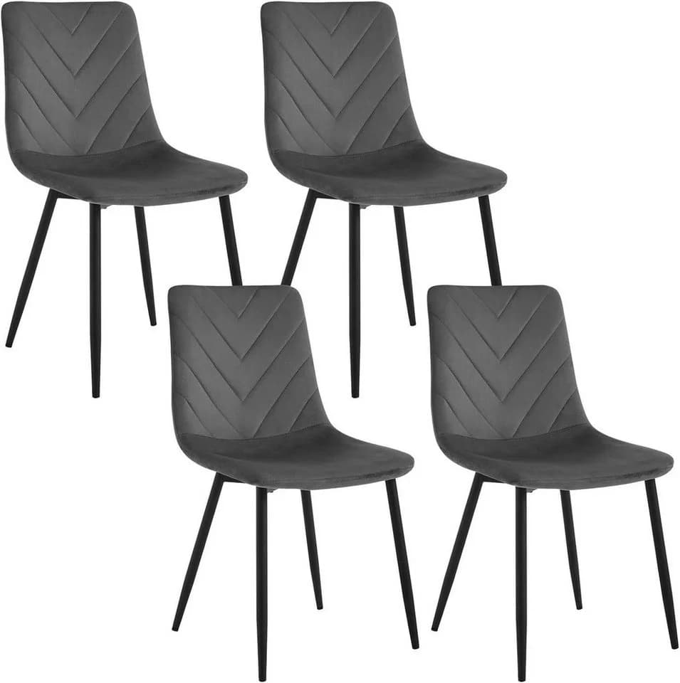 EUGAD Esszimmerstuhl 4er Set Samt Metallbeinen Grau Schwarz - Bild 2
