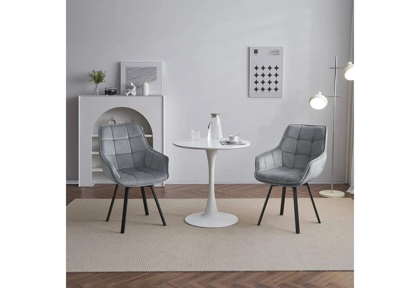 EUGAD Esszimmerstuhl 6er Set Grau Modern Drehbar