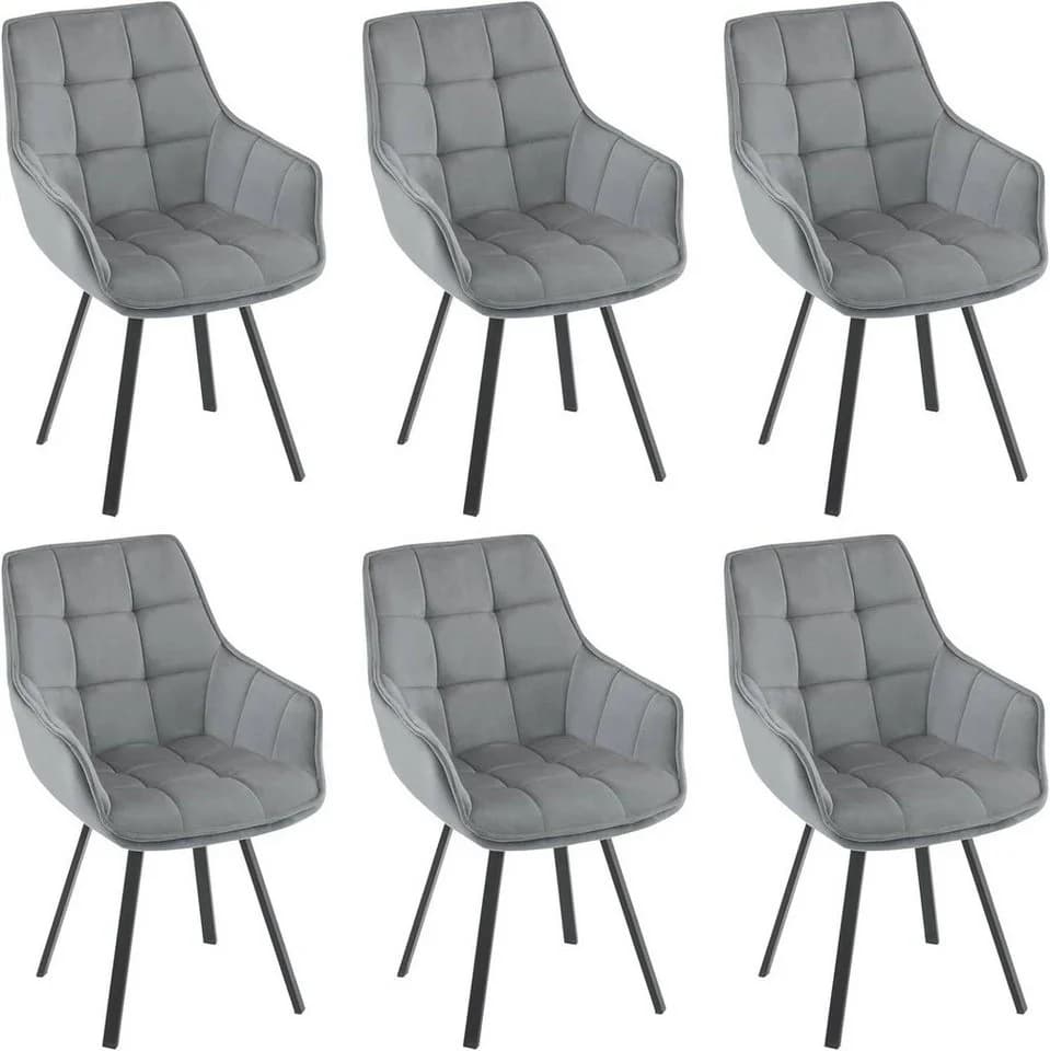 EUGAD Esszimmerstuhl 6er Set Grau Modern Drehbar - Bild 2
