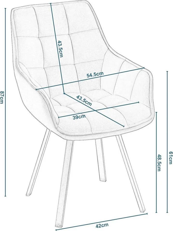 EUGAD Esszimmerstuhl 6er Set Grau Modern Drehbar - Bild 3