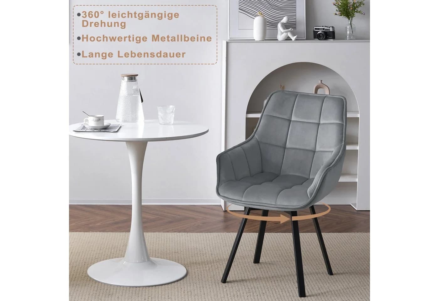 EUGAD Esszimmerstuhl 6er Set Grau Modern Drehbar - Bild 4