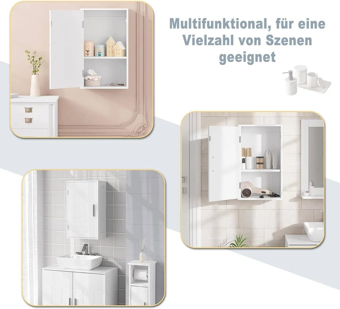 EUGAD Hängeschrank Weiß mit verstellbaren Einlegeböden - Bild 4