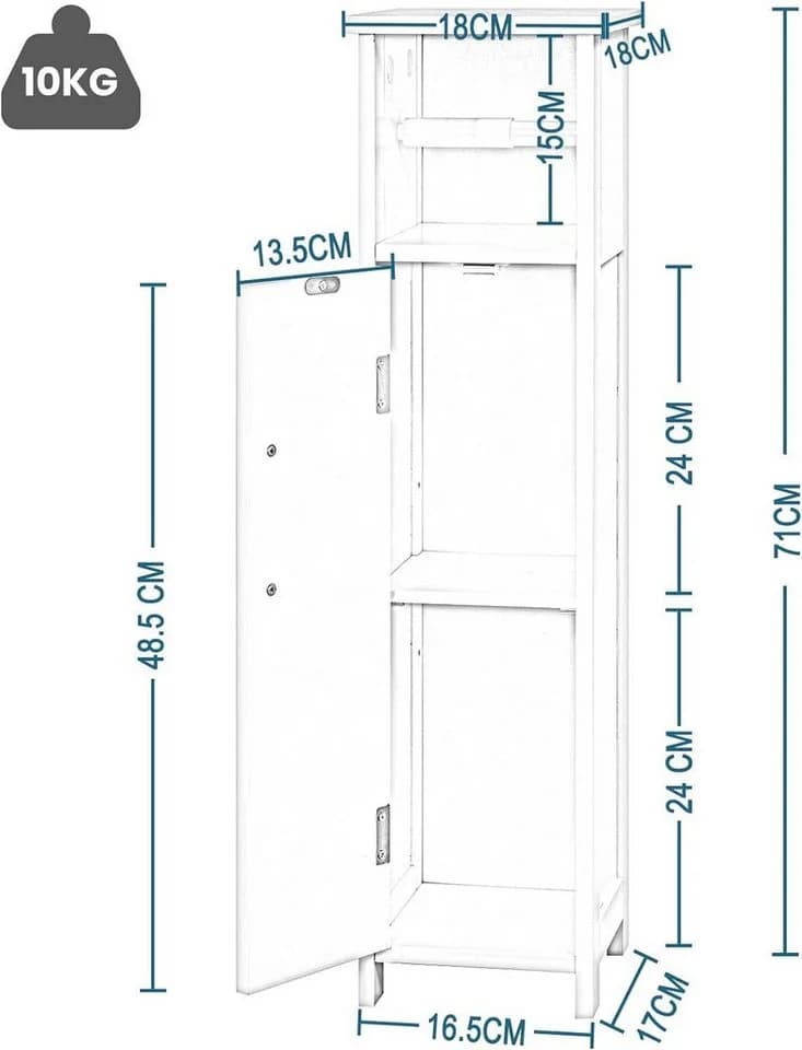EUGAD Toilettenpapierhalter Weiß Freistehend mit Tür - Bild 3