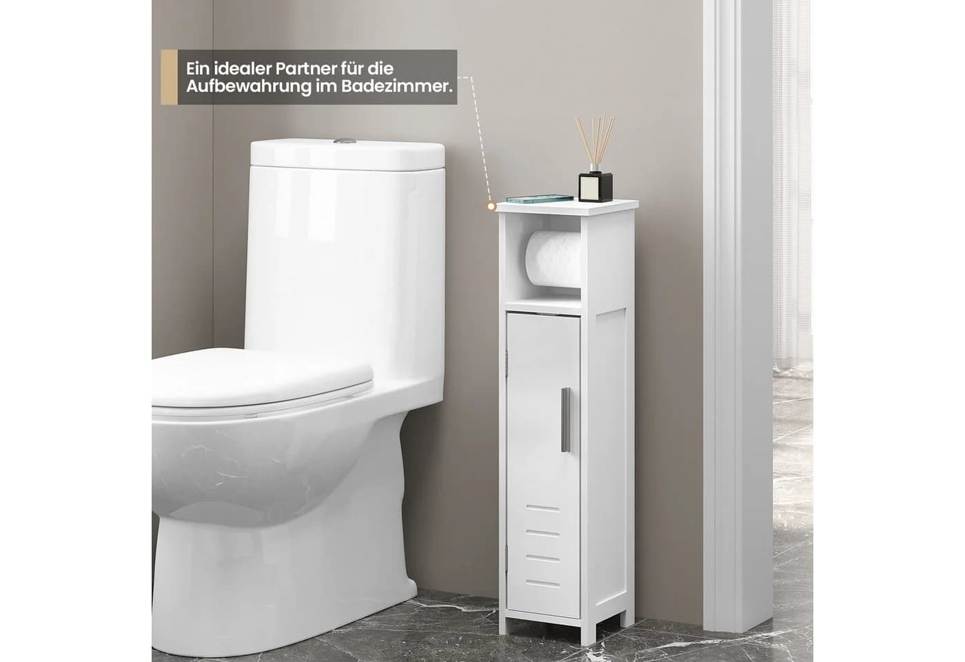 EUGAD Toilettenpapierhalter Weiß Freistehend mit Tür - Bild 4