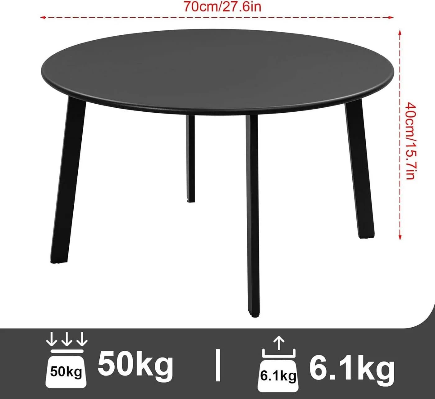 EUGAD Beistelltisch rund Schwarz Industrial Design - Bild 3