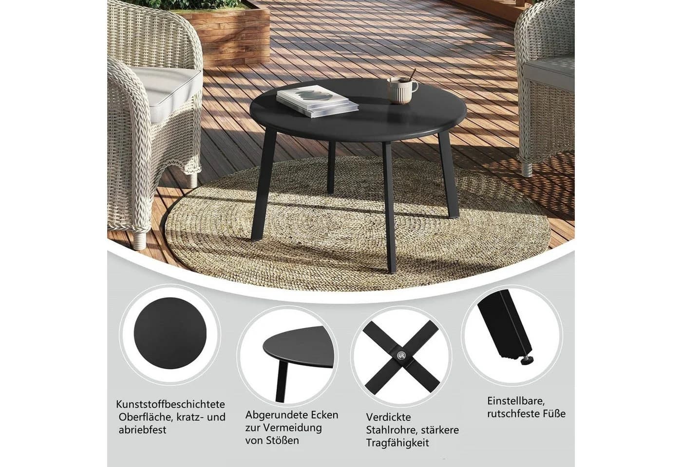 EUGAD Beistelltisch rund Schwarz Industrial Design - Bild 5