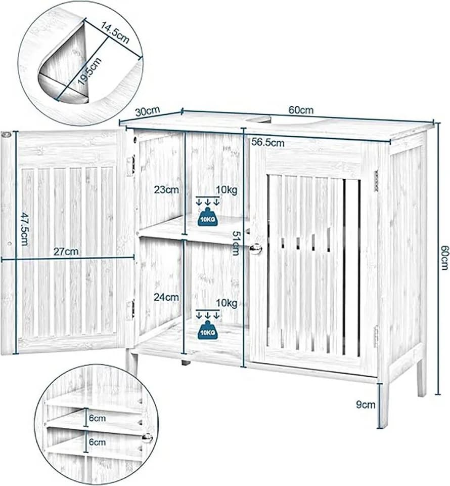 EUGAD Badmöbel-Set 2-St. Badezimmerschrank mit Spiegelschrank Bambus - Bild 4