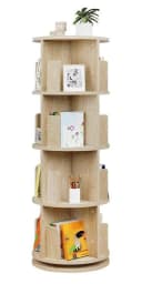 EUGAD Bücherregal drehbar 4 Ebenen 16 Fächer Weiß Helle Eiche Bild 2
