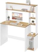 EUGAD Schreibtisch mit 5-stufigem Bücherregal Weiß Eiche Bild 2