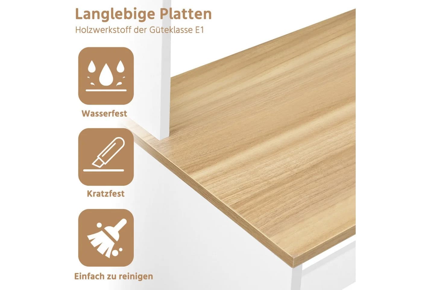 EUGAD Schreibtisch mit 5-stufigem Bücherregal Weiß Eiche - Bild 5