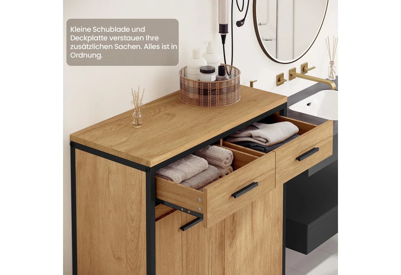 EUGAD Badkommode 1 St. Badezimmerschrank mit 2 faltbaren Wäschesäcken - Bild 4